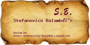 Stefanovics Balambér névjegykártya